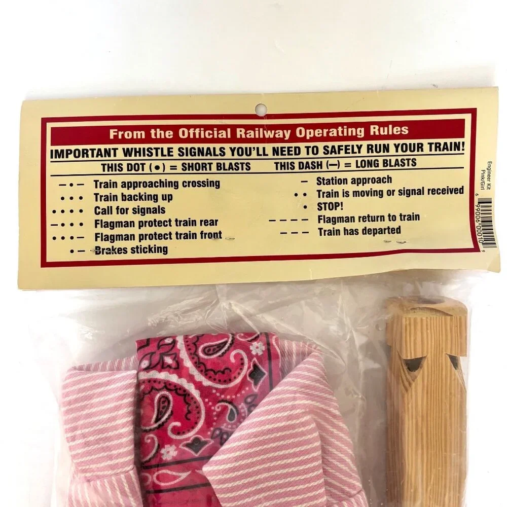 Vtg Lil Engineer Kit Girl Train Whistle Engineers Cap Bandana‎ Pink Girl New
